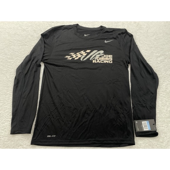 NASCAR JOE GIBBS RACING LONG SLEEVE‎ BUTTON SHIRT SIZE M NEW NIKE DRI-FIT BLACK - Picture 1 of 10